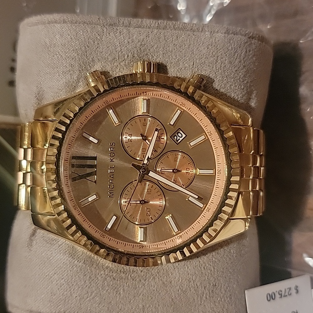 Micheal Kors Unisex Gold Rose Face Watch